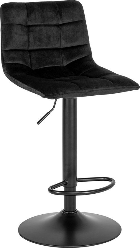 Velvet Barstoel Helge Zwart - Zwart - Draaibaar - Bar(tafel) hoogte