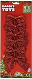 Marco Toys Kerstdecoratie, rode glitterstrikken, 6 stuks