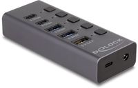 Delock USB 5 Gbps Hub with 2 x USB Type-A and 2 x USB Type-C™ female and 1 x Fast Charging Port + Switch