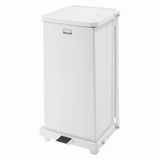 Rubbermaid Commercial Products 12gal The Defenders Steel Step Trash Kan met Plastic Liner - Wit