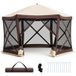 Costway Tonnelle Pop-up Avec Moustiquaire, Tente De Réception Pliante Pour 6-8 Personnes, Barnum Gazebo De Jardin Avec Toit Oxford, Abri Extérieur Hexagonale Pour Camping Fête (350 X 350 X 230 Cm)