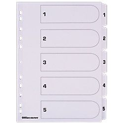 Office Depot Tabbladen A4 Wit 5 tabs 11 gaats mylar gecoat karton 1 tot 5