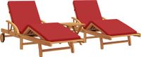 vidaXL Ligstoel 3-delig Massief Acacia Hout Rood