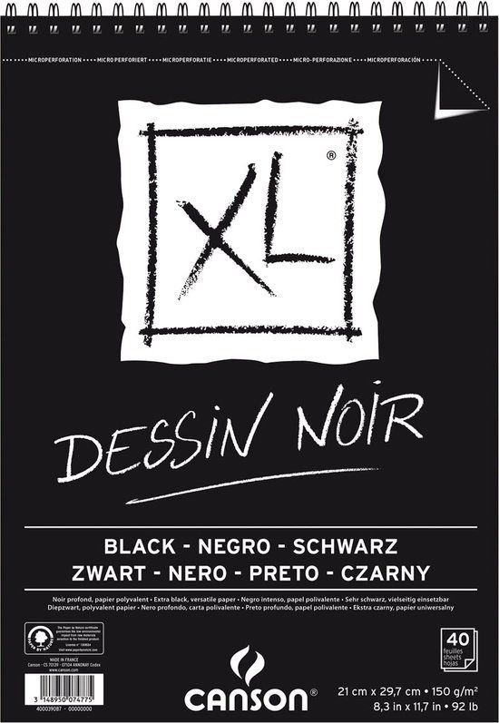 Canson XL tekenblok - A4 - 40 vel - 150g/m² - Zwart