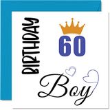 60e verjaardagskaart voor mannen - Verjaardagskaart - Happy Birthday-kaarten voor 60-jarige man, opa, opa, stiefvader, oom broer, 145 mm x 145 mm, zestigzestigste verjaardagskaarten cadeau
