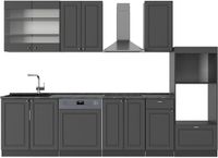 Vicco Fame-Line Complete keukeneenheid – 300 cm met hoge kast, zonder werkblad Anthrazit-Gold Landhaus