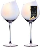 Intirilife 2x wijnglas met moderne rand - 470 ml inhoud en regenboogglans