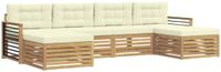 vidaXL - Bank loungeset - 6 zitplekken - Wit en crème - Massief Acacia Hout