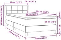 vidaXL Boxspring met matras fluweel lichtgrijs 80x220 cm