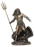 Veronese Design Griekse God Poseidon Staande Boven Crashing Golven Standbeeld