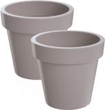 Merkloos Prosperplast Bloempot/plantenbak - 2x - taupe - kunststof - D20 x H18 cm