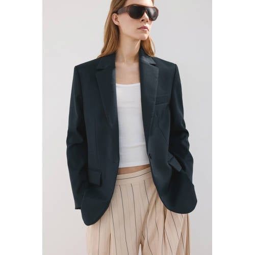 Mango regular blazer donkerblauw