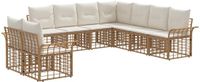 vidaXL - Bank loungeset - 9 zitplekken - Polyester - Natuurlijk en crème wit
