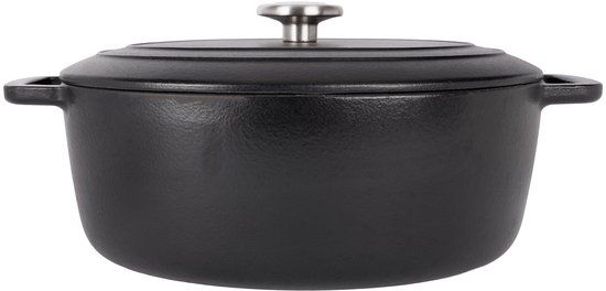 Cosy & Trendy Braadpan Fontestic Black Ovaal 6 liter - 31 x 24 cm - Gietijzer Geëmailleerd Incl. Deksel