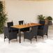 Prolenta Maison Exclusive Tuinset voor de tuin, 7-delig, met kussens, zwart polyrotan en acaciahout