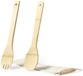 Merkloos Sla bestek/couvert set - bamboe - 32 cm