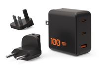 Urban Armor Gear 9B443811V4040 100W GaN Snellader met 2x USB-C en 1x USB-A, Zwart/Oranje