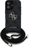 Guess 4G Big Logo Serie - iPhone 16 Hoesje - Zwart - Cord Crossbody - Luxe Ontwerp