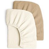 lulumoon Set van 2 hoeslakens voor kinderen, mousseline-katoenen hoeslaken voor babybed en kinderbed, 60 x 120 cm / 70 x 140 cm, reisbed, hoeslaken, bijzetbed, linnen