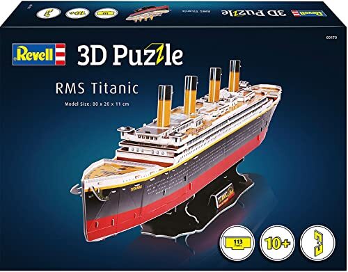 Revell 3D Puzzle 170 RMS Titanic, waarschijnlijk de beroemdste scheepswereld in 3D ontdekken, knutselplezier voor jong en oud, gekleurd