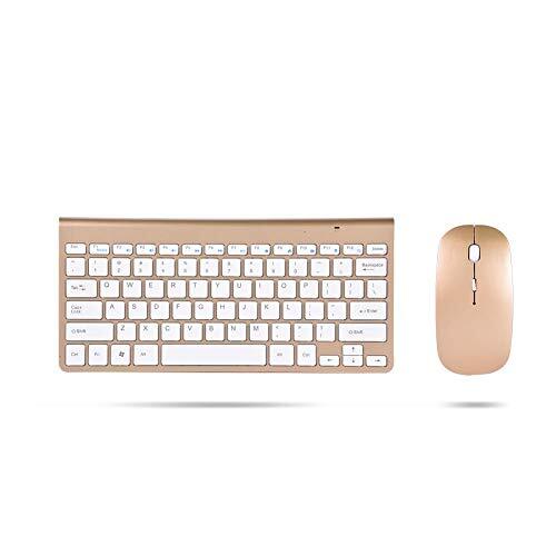 Ccylez Wireless Keyboard Mouse Set, Slim Waterproof 2,4 GHz Wireless Keyboard and Mouse Kit voor Desktop Laptop Tablet(goud)