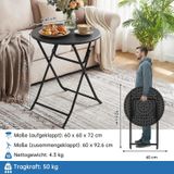 Table pliante Ronde Table de jardin 60 cm Noir