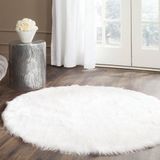 NADUVI Collection Vloerkleed Sheepy rond Ivoor Polyester
