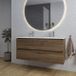 Saniclass Chaci Badkamermeubelset - 120x46x55cm - keramische wastafel wit - 2 ovale wasbakken - 2 kraangaten - 2 lades - ronde spiegel met verlichting - noten (hout)