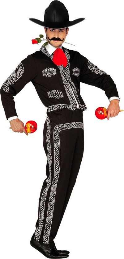 Widmann Mexicaanse Mariachi Kostuum - Zwart - Heren - Maat S