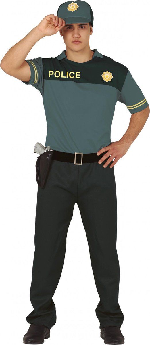 Fiestas Guirca Politie Verkleedpak Heren Groen Polyester Maat L