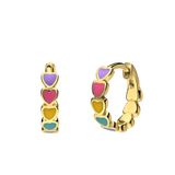 Lucardi Kinder Zilveren goldplated oorring gekleurde emaille hartjes
