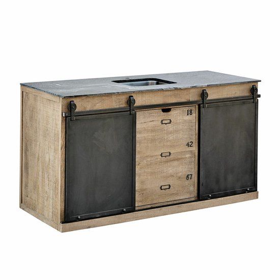 LOBERON Gootsteenkast Oakland bruin/zwart