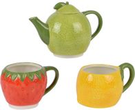 Decoris Theeset speelgoed fruit dolomiet kleurrijk kinderservies