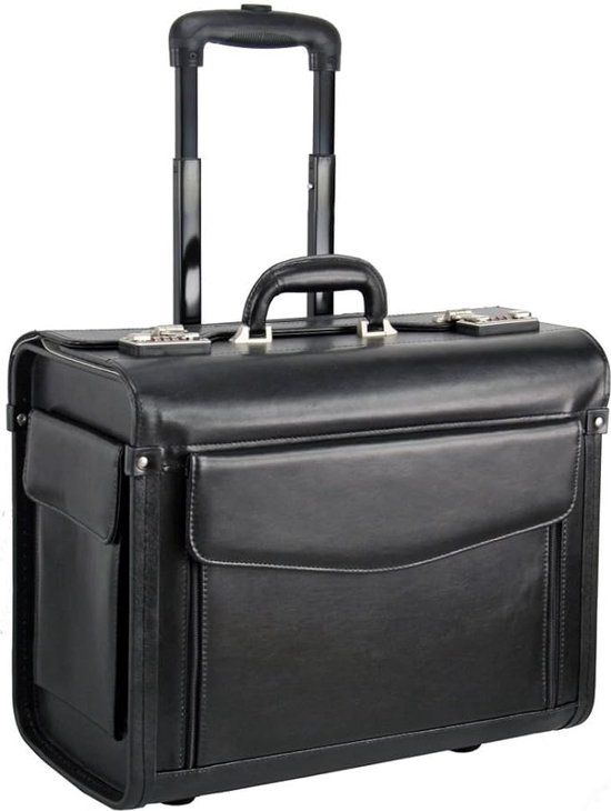 Dermata Pilotenkoffer Rundleer 15 inch - Zwart
