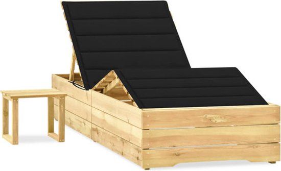 vidaXL Ligbed met tafeltje en kussen