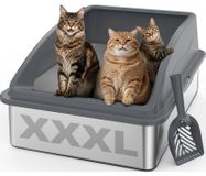 Merkloos XXXL Roestvrij Staal Kattentoilet - 71 x 51 x 31 cm - Met Strooifilter