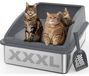 Merkloos XXXL Roestvrij Staal Kattentoilet - 71 x 51 x 31 cm - Met Strooifilter