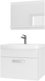 B BELINI GROUP BELINI Badkamermeubel Set PRI M1 - Badmeubelset 60 cm Wit Mat met Wastafel en Spiegel - Wandmontage