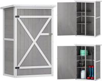 Outsunny Houten Tuinhuis - 75x56x115 cm - Zwart/Grijs/Wit