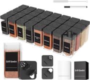 Famanu Pots à herbes - Carré - Set avec couvercle - 32 pièces - 120 ml par pièce - Noir