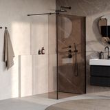 Brauer Oblivion - Inloopdouche - Brons Glas - 120 x 200 cm - met Zijwand 30 cm - incl. Glascoating - Mat Zwart