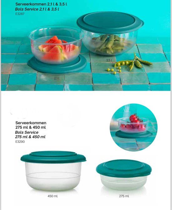 Tupperware Serveerkommen Set - Groen - 6.4L - BPA-vrij - Luchtdicht - In elkaar te stapelen