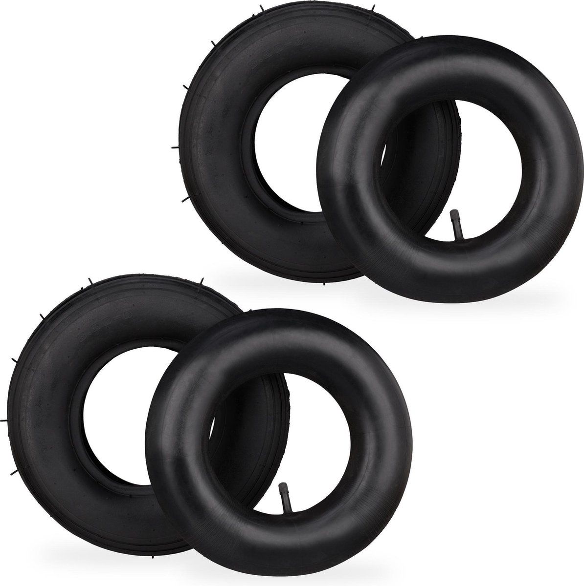 Relaxdays Kruiwagenband met binnenband - reserveband - luchtband - kruiwagenwiel - 2 stuks