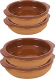 Merkloos / Sans marque San Sebastian 4x Tapas bakjes/schaaltjes met handvatten 13 en 17 cm - Terracotta hapjes/creme brulee ovenschalen/serveerschalen