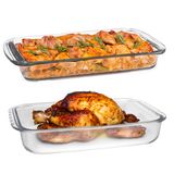 Merkloos / Sans marque Ovenschaal van borosilicaat glas - set van 2 - rechthoek - 2.2 en 5.0 liter - serveerschaal