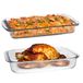 Merkloos / Sans marque Ovenschaal van borosilicaat glas - set van 2 - rechthoek - 2.2 en 5.0 liter - serveerschaal