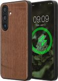 kwmobile Echt Houten Beschermhoes voor Samsung Galaxy S25 – Hout & TPU Cover – donkerbruin hout