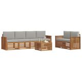 vidaXL Buiten bank set 7 st Natuurlijk en Licht Grijs