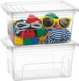 Plasticforte Boîte de rangement Easy avec couvercle - 2x - 4,4 Litres - 27 x 14 x 19 cm - transparent - plastique