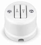 Bouton aveugle double rétro en porcelaine blanc